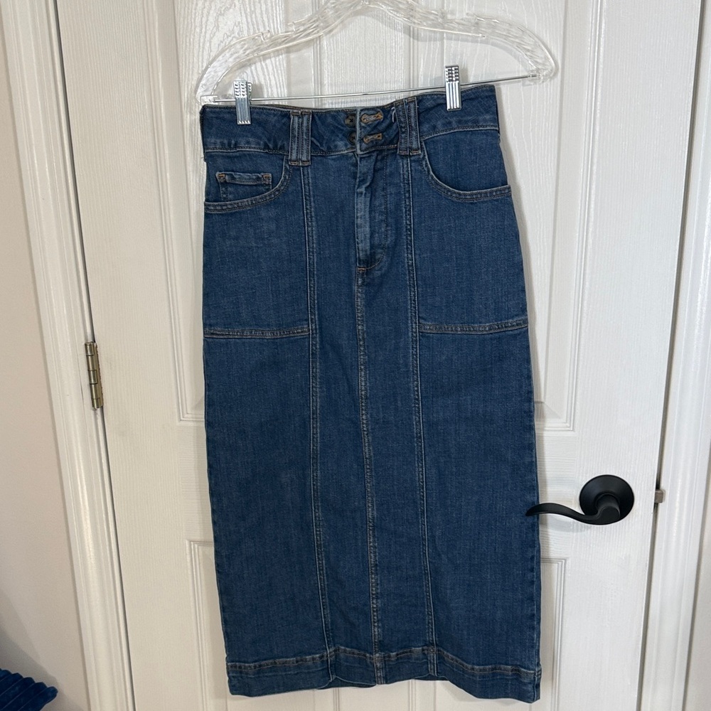 Pilcro Dark Blue Denim Pencil Skirt